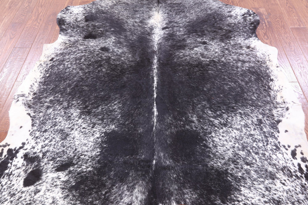 Black and White Natural Cowhide Rug 7' 1" X 6' 10" C2327