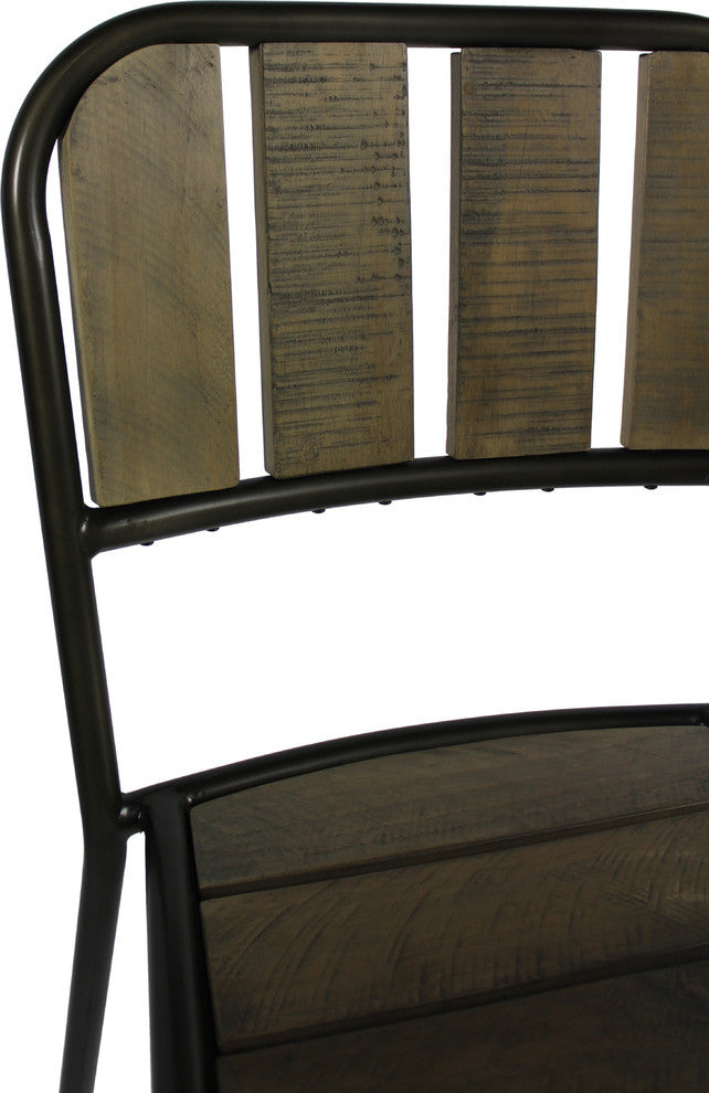 Cole Reclaimed Solid Wood Counter Chair in Brown with Black Metal Frame