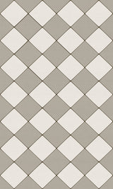 Joli Sol Checkers Ivory and Gray Vinyl Mat, 36x60 Rectangle