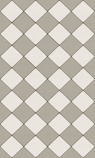 Joli Sol Checkers Ivory and Gray Vinyl Mat, 36x60 Rectangle
