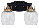 Easton 2 Light Bath Bar, Matte Black & Brass, 6" Smoke Bubble Glass