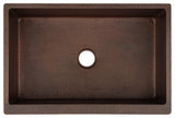 33" Hammered Copper Apron Front Single Basin Sink With Tree Texture