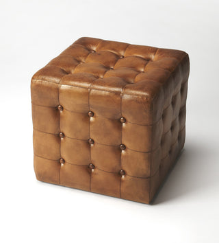 Butler Leon Leather Ottoman, Brown