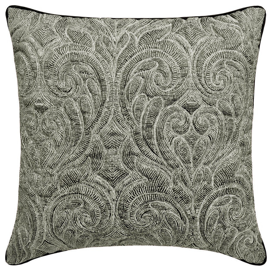 Grey Jacquard Quilted & Damask Pillowcase 14"x14" Throw Pillow Cover - Gryselda