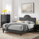 Platform Bed Frame, King Size, Charcoal Gray, Velvet, Modern, Guest Suite