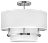 Hinkley Lighting 38893 Graham 3 Light 16"W Semi-Flush Drum - Polished Nickel