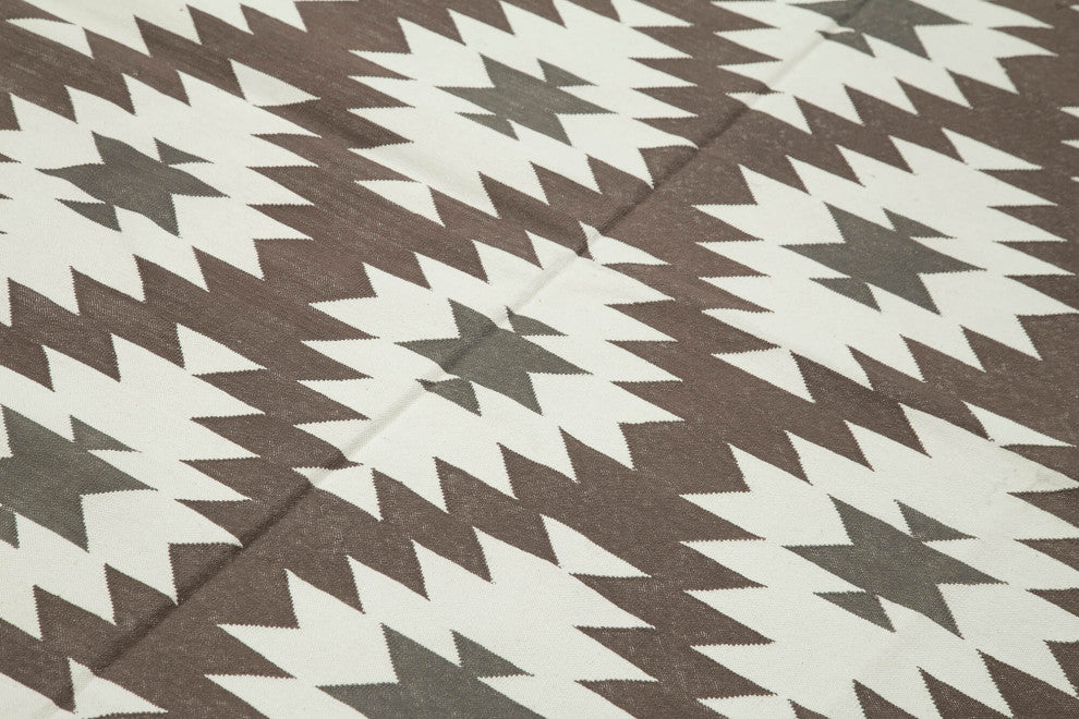 Rug N Carpet - Handmade Wool 5' 9'' x 8' 10'' Geometric Dhurrie Kilim Rug