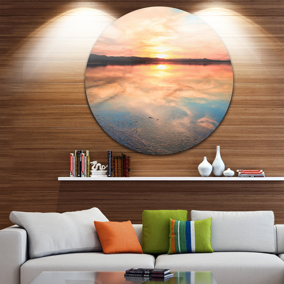 Sensational Sunset In Australia, Seascape Round Metal Wall Art, 23"