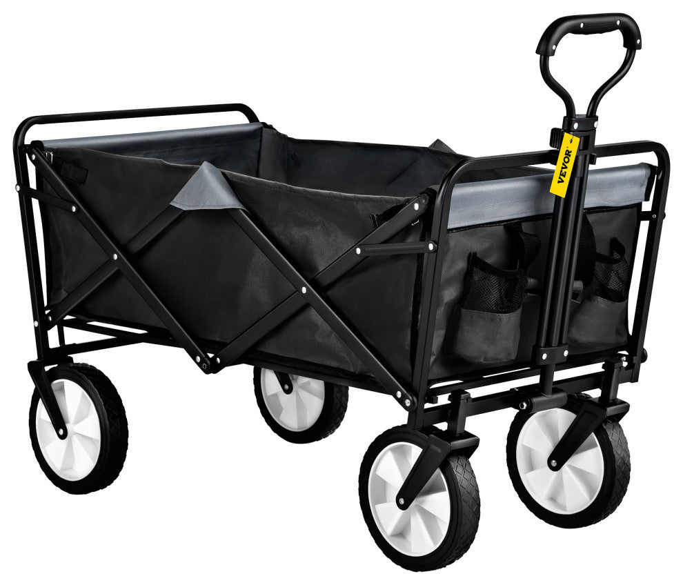 Vevor All Terrain Folding Wagon Collapsible Garden Beach Cart, Black