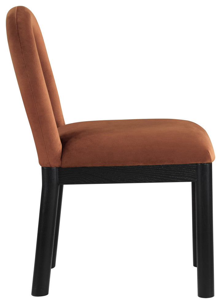 Conrad Upholstered Dining Chair, Cognac, Velvet, Black Finish