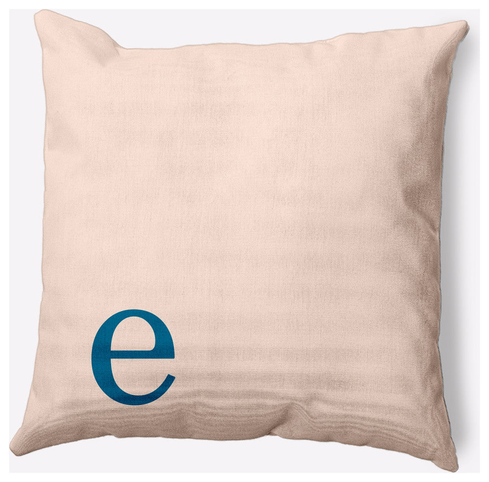 20" x 20" Modern Monogram Indoor/Outdoor Polyester Throw Pillow, Autumn Blue