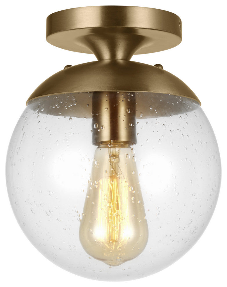 Leo Hanging Globe 1-Light Wall/Ceiling Semi-Flush Mount, Satin Brass