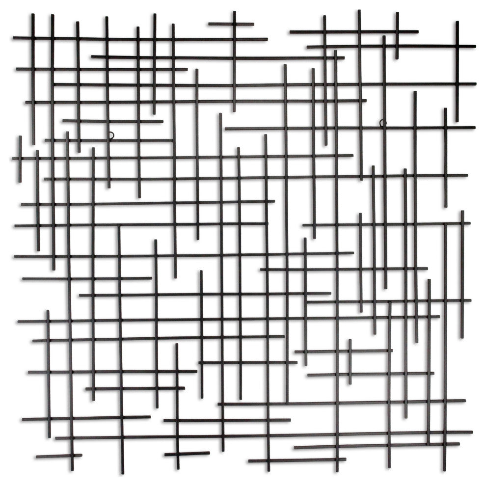 Iquara Large Black Square Metal Wall Art