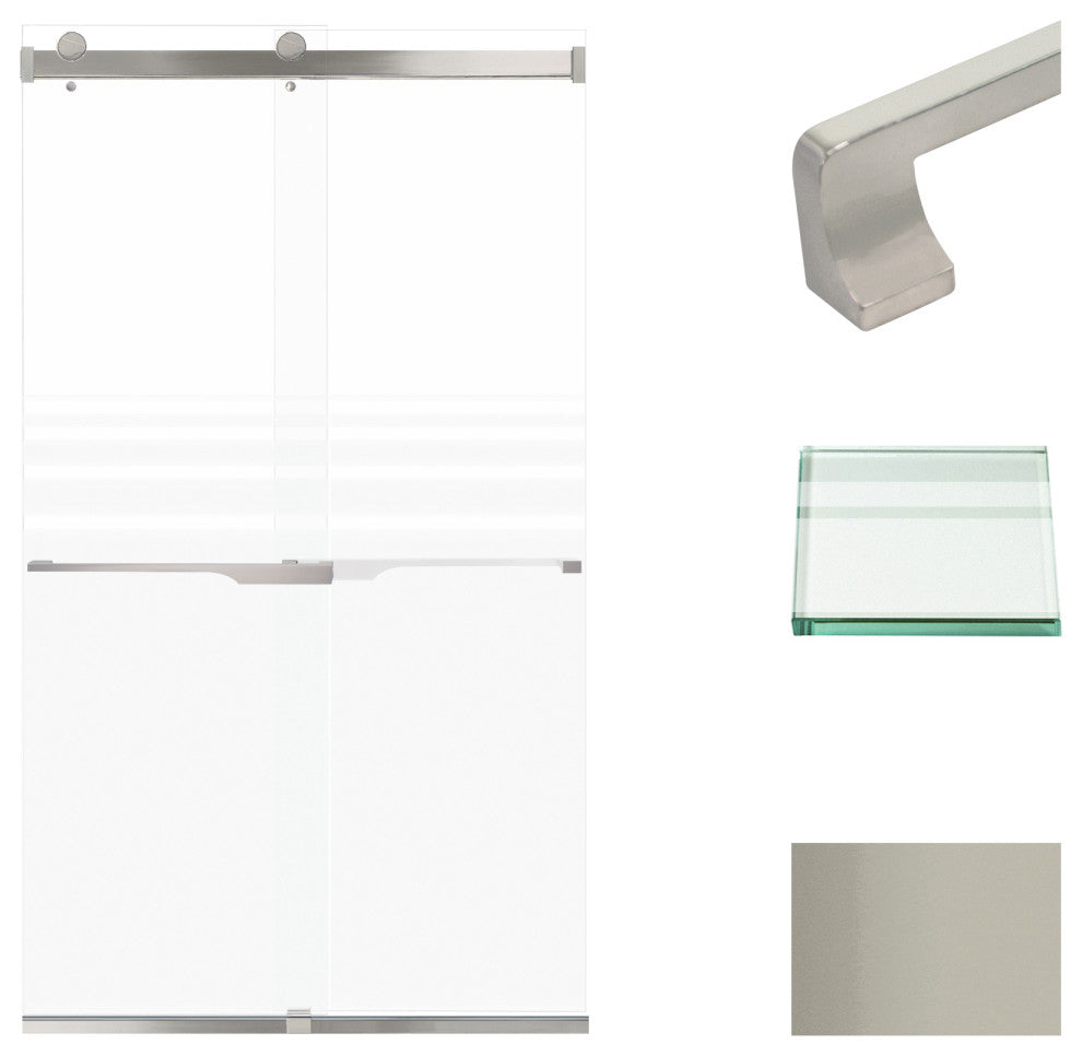 Transolid Brianna 48" W x 80" H Frameless Sliding Shower Door, Brushed Stainless