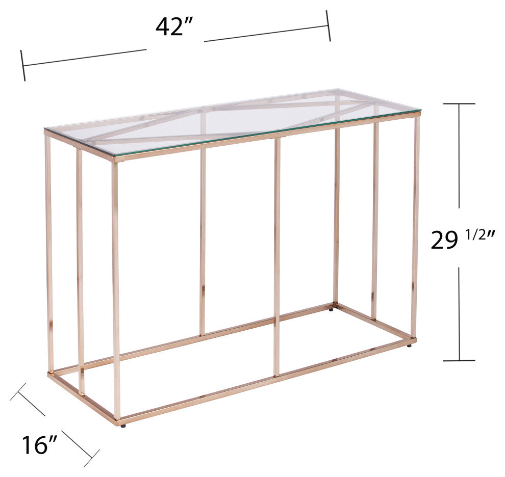 Nicholese Contemporary Glass-Top Console Table, Champagne
