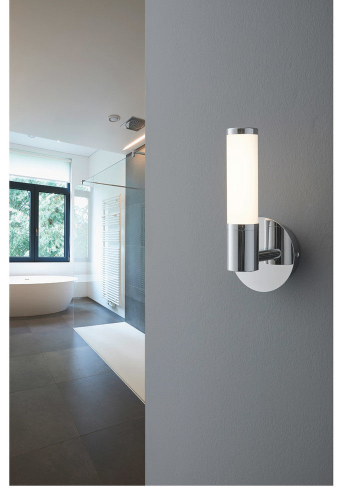 1x6W LED Vanity Wall Light, Chrome Finish and Opal Glass