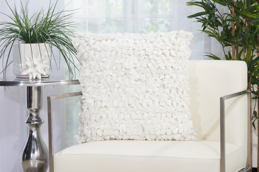 Mina Victory DL058 Throw Pillow, White, 20" x 20"