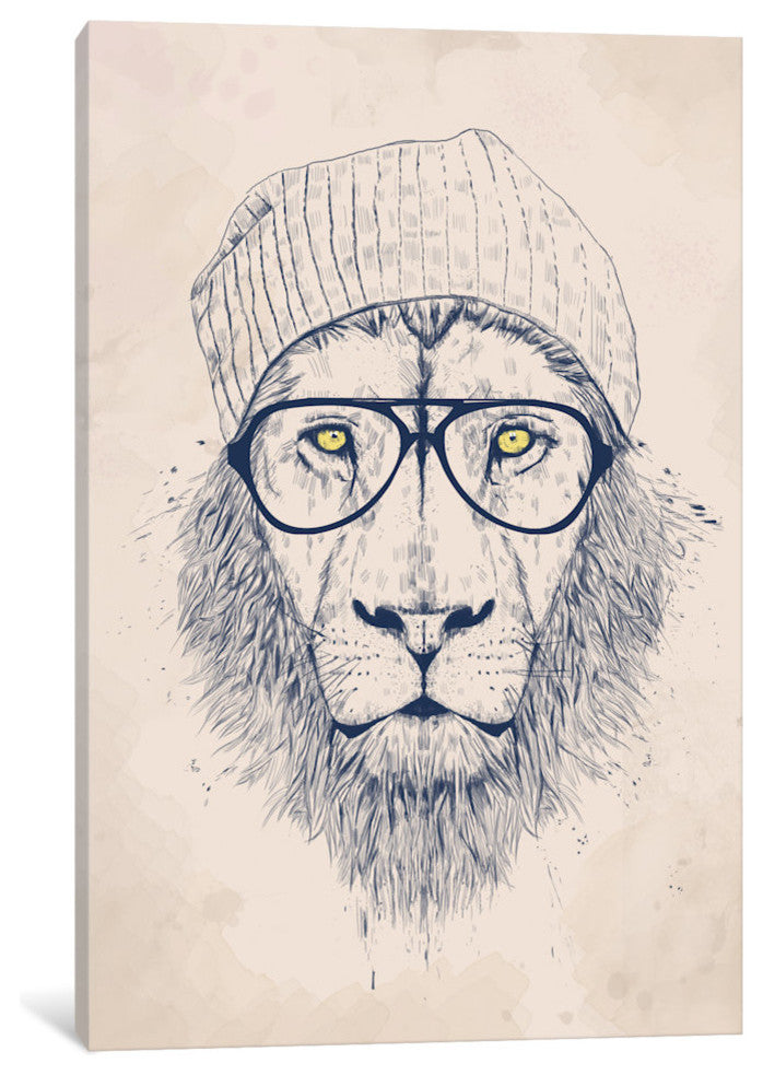 "Cool Lion" by Balazs Solti, Canvas Print, 26"x18"