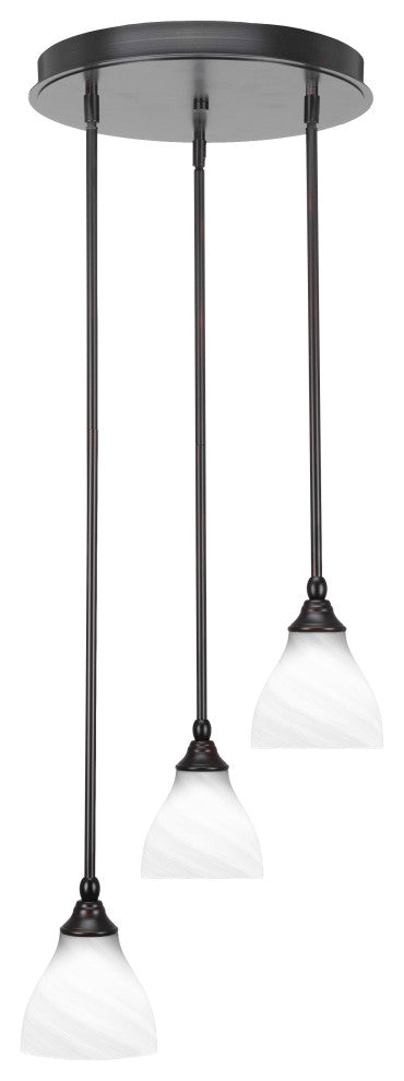 Empire 3-Light Cluster Pendalier, Espresso/White Marble