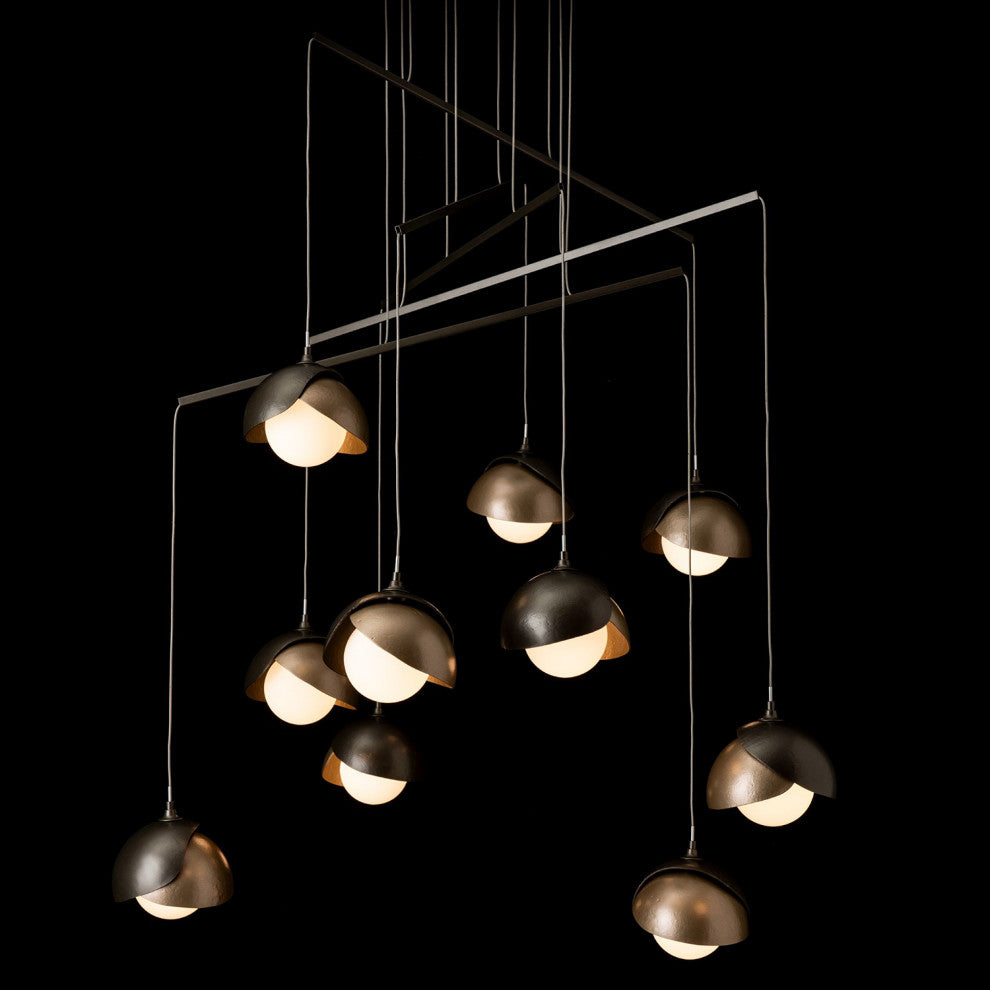 Brooklyn 10-Double Shade Mobile Pendant, Dark Smoke/Soft Gold, Standard