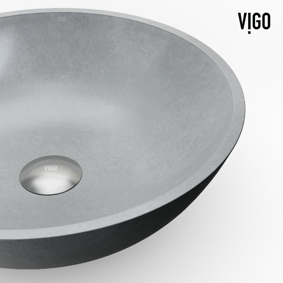 Ravenna 16"L x 16"W Concrete Vessel Sink and Dunn 11"H Faucet Set