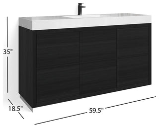 Boutique Bath Vanity, Black, 60", Single Sink, Freestanding
