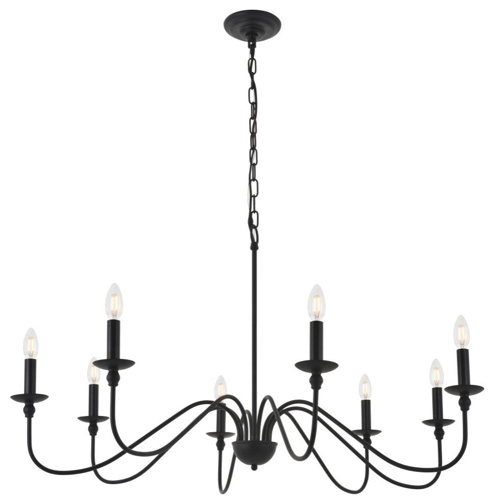 Matte Black Finish 8-Light Pendant