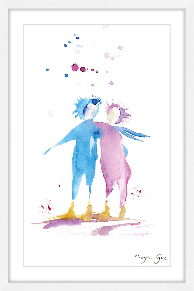 Marmont Hill, "Couple Hug" by Maya Gur Framed Painting Print, 30x45
