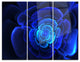 "Bright Blue Fractal Flower in Dark" Metal Wall Art, 3 Panels, 36"x28"