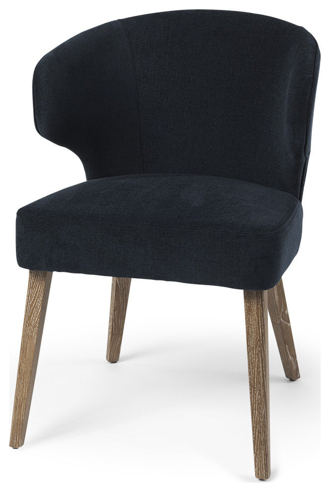 Dark Navy and Brown Mid Century Wingback Dining Chair