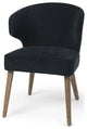 Dark Navy and Brown Mid Century Wingback Dining Chair