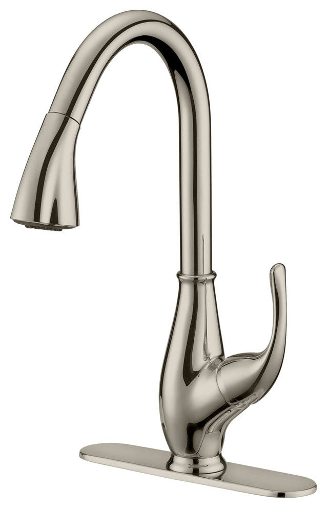 Brushed Nickel Finish Pull-Down Kitchen Faucet LK7B, 1 Hole, 3 Holes