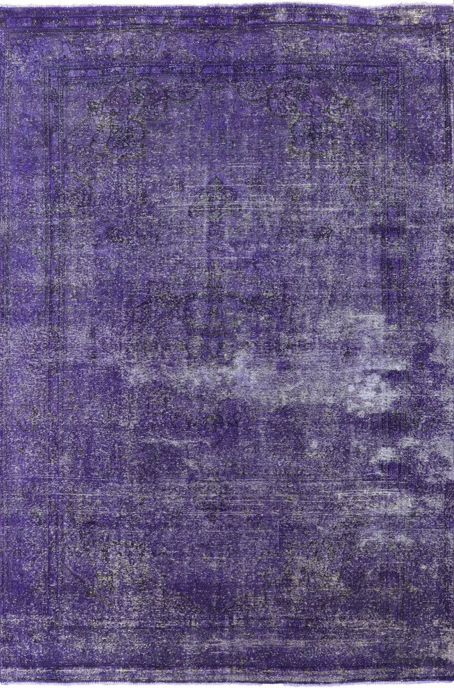 Vintage Oriental Overdyed 8'x12' Purple Hand Knotted Wool Area Rug H9188