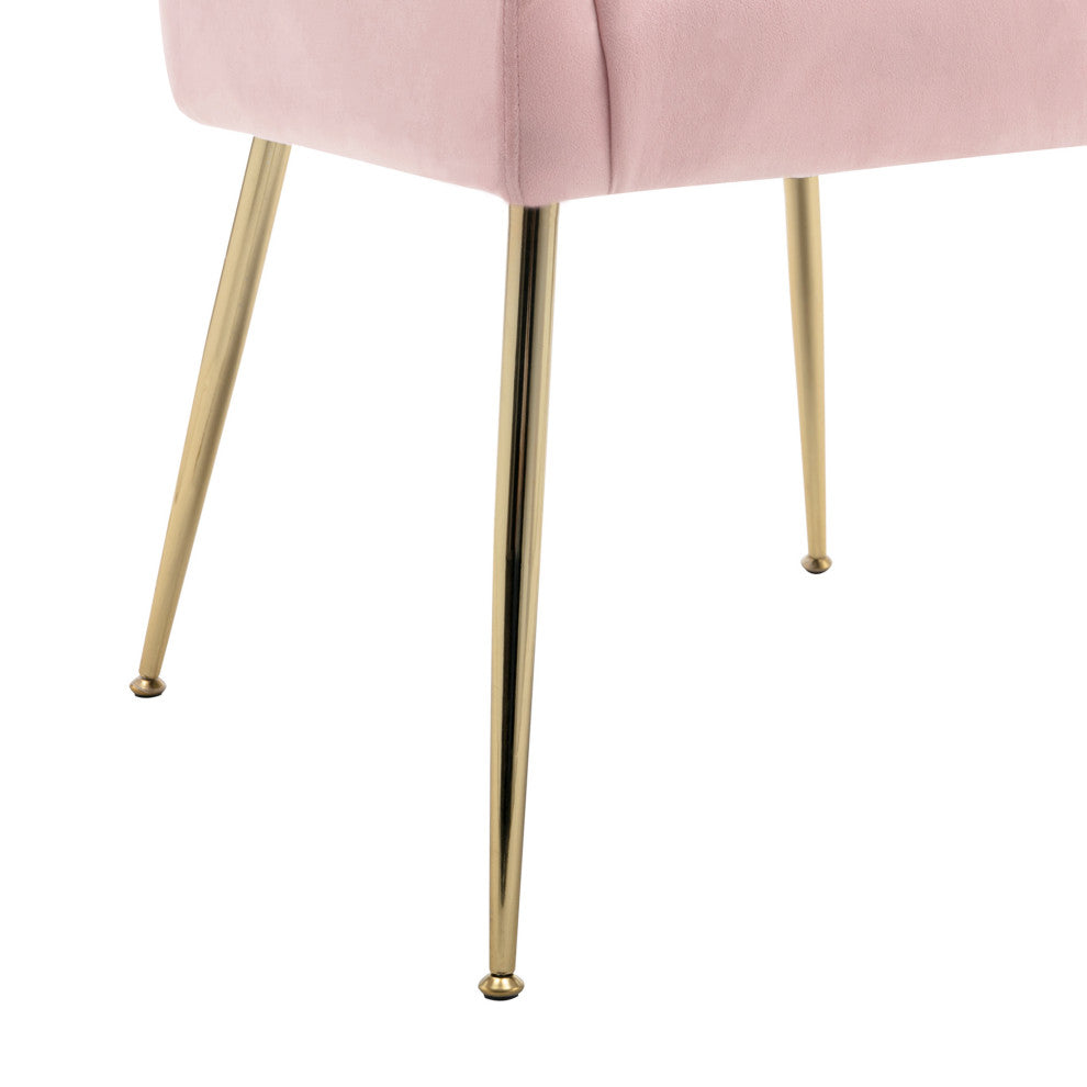 WestinTrends 2PC Velvet Upholstered Accent Chair Set w/ Gold Metal Legs, Pink