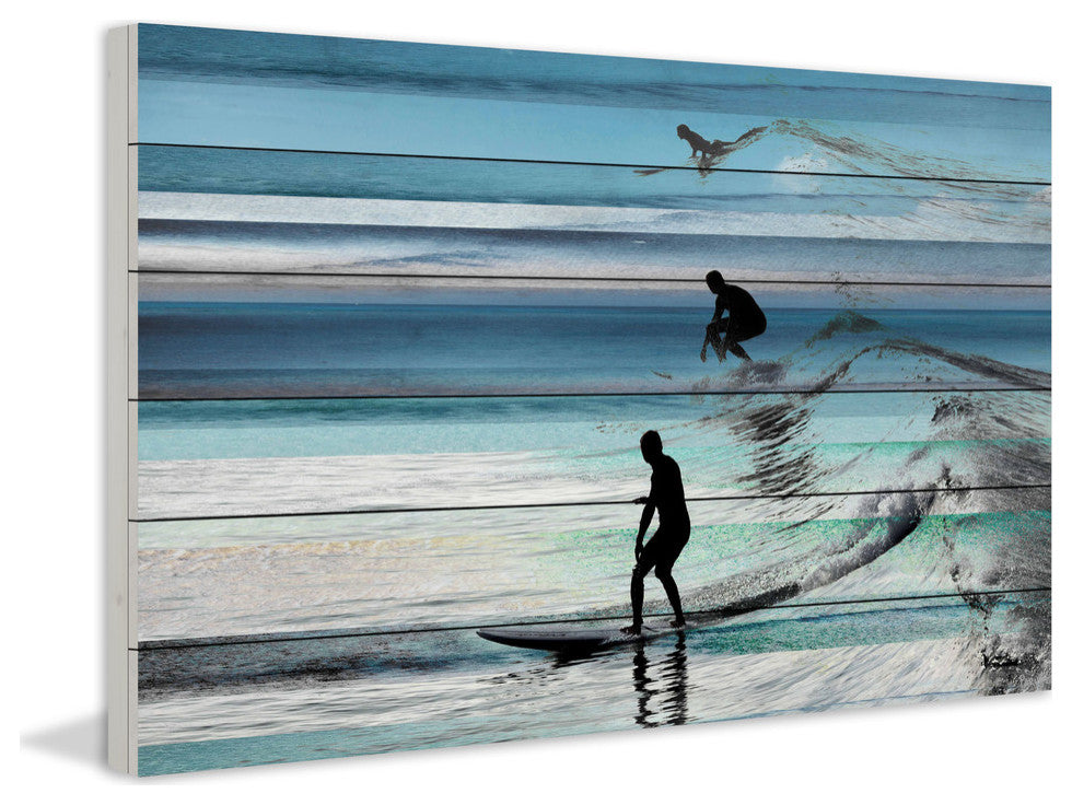 "Wave Jumping" Print on White Wood, 36"x24"