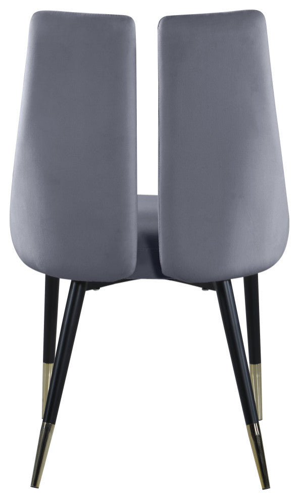 Sleek Velvet Upholstered Dining Chair (Set of 2), Gray