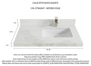 Boston 36 Right Offset Bath Vanity in Navy Blue 2" Calacatta Nuvo