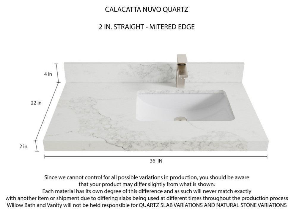 Boston 36 Right Offset Bath Vanity in Navy Blue 2" Calacatta Nuvo