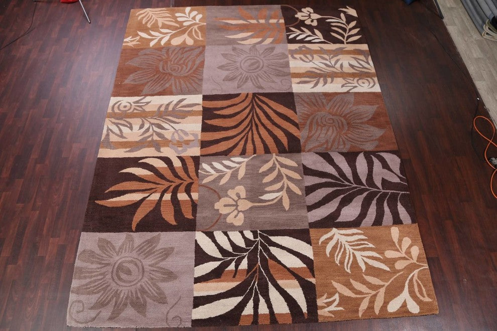 Patchwork Hand-tufted Agra Oushak Oriental Area Rug, 5x8'