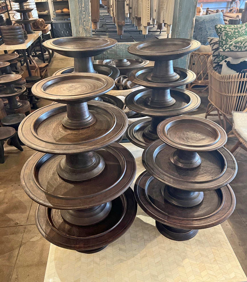 Consigned Vintage Java Pedestal Tray, X-Small