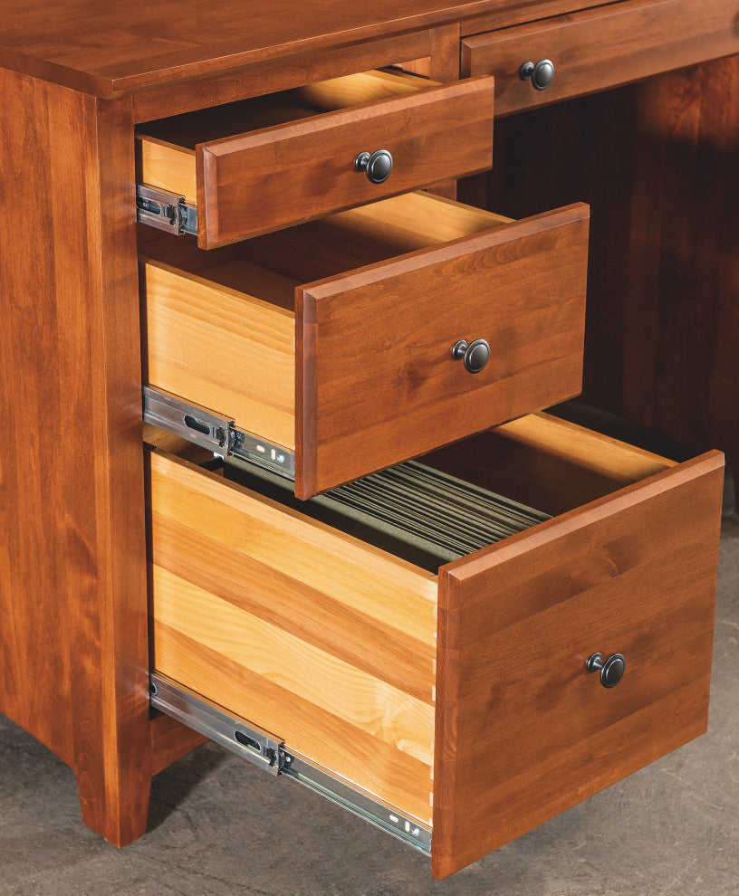 7 Drawer Desk, Warm Cherry