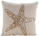 Beige Decorative Pillow Covers 22"x22" Cotton, Starfish Coated Pearl
