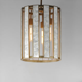 Maxim 12802 Miramar 3 Light 15"W Pendant - Capiz / Natural Aged Brass
