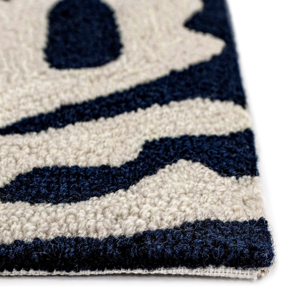 Capri Coral Border Indoor/Outdoor Rug, Navy, 8'3"x11'6"