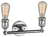 Bare Bulb 2-Light Bath Fixture, Polished Chrome