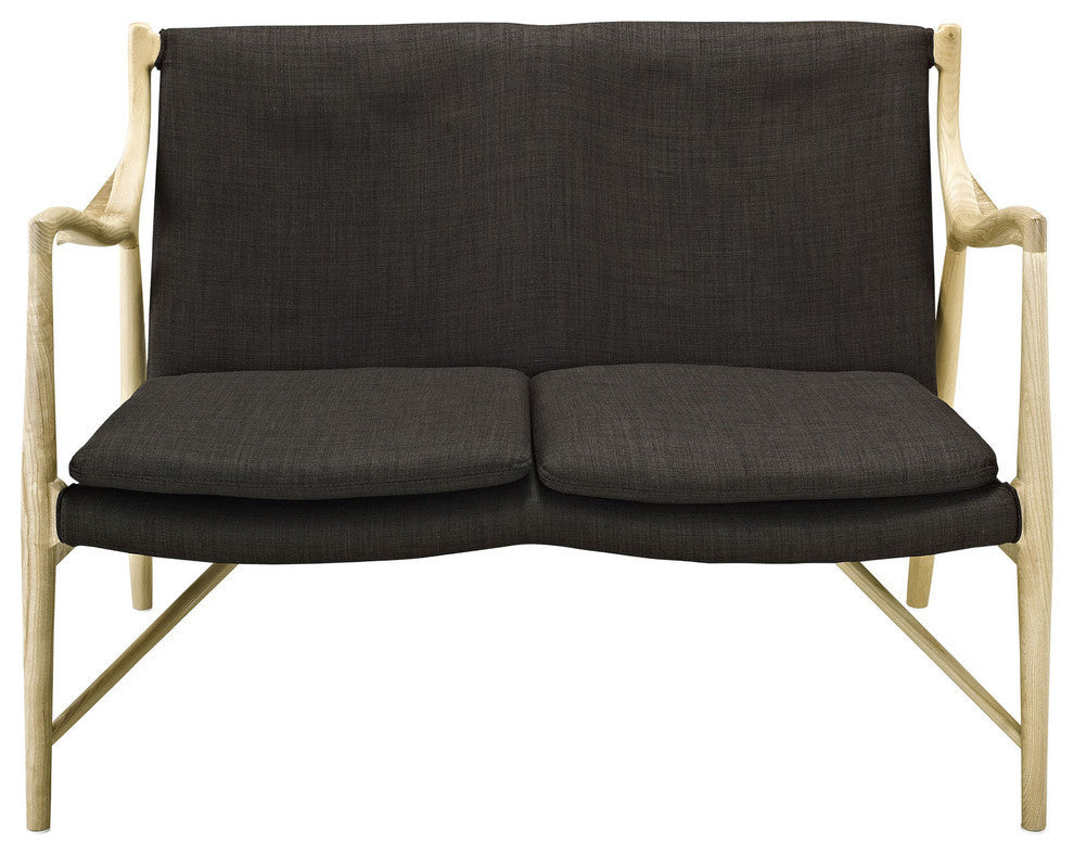 Modern Contemporary Upholstered Loveseat, Brown Fabric