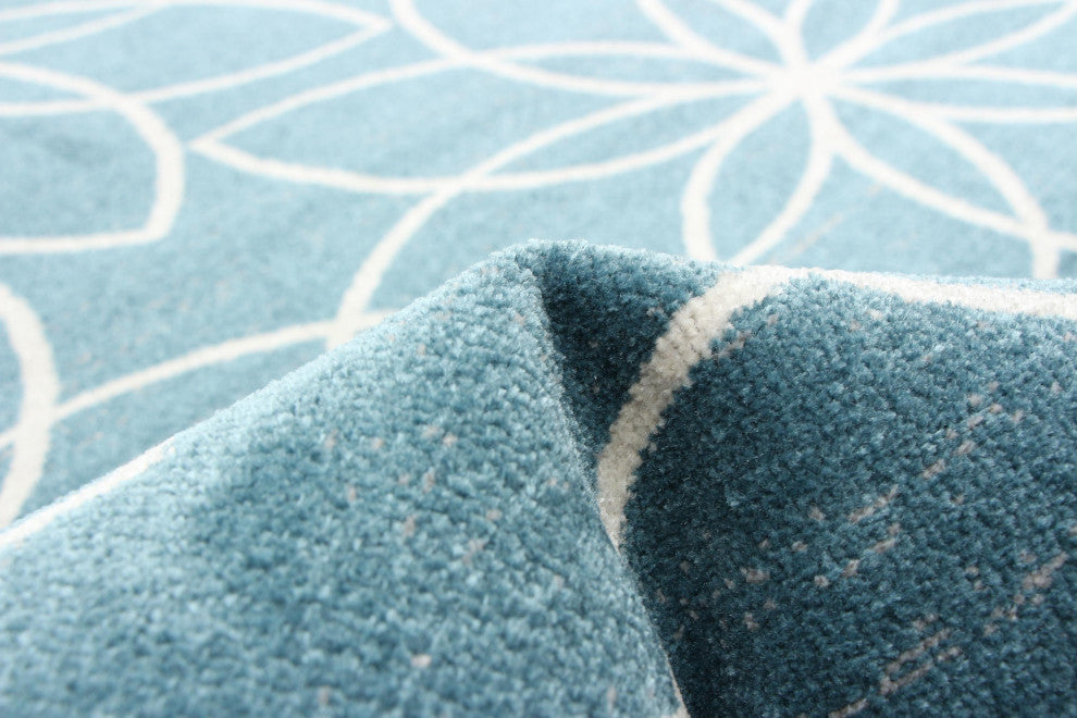 Aqua Terali Area Rug, Turquoise, 6'x9'