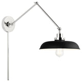 Wellfleet Double Arm Wide Task Sconce, Midnight Black and Polished Nickel