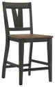 Harper Counter Stool With Splat Back, Brushed Brown and Pecan, Set of 2
