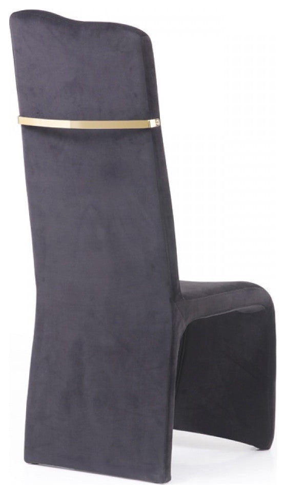 Set of 2 Tall Back Black Velvet Dining Chairs